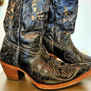 Vintage Corral Lizard Boots Black 7.5 Women's Medium Width